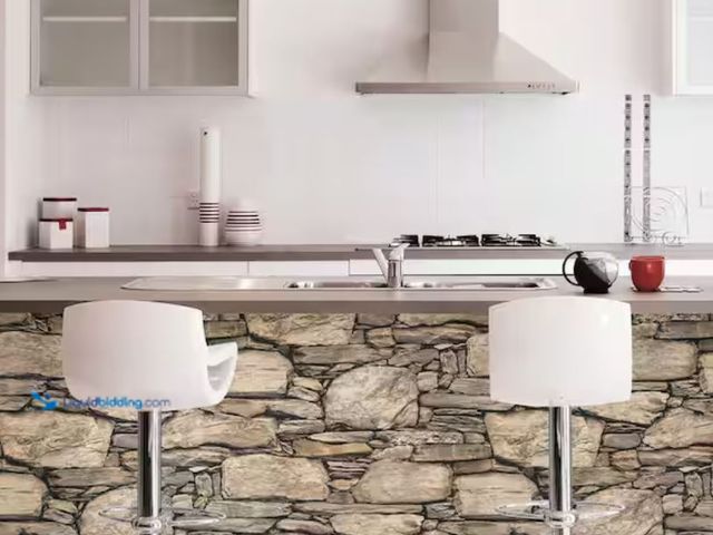 Lot 49-2003597 - Approx. (30) sq. ft. of NuWallpaper Hadrian Stone Wall Vinyl Peel & Stick Wallpaper Roll (Covers 30....