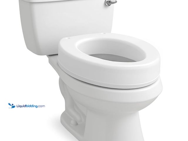 Lot 49-3431539 - Carex Toilet Seat Riser, Elongated Raised Toilet Seat Adds 3.5 inches to Toilet Height, for Assistan...