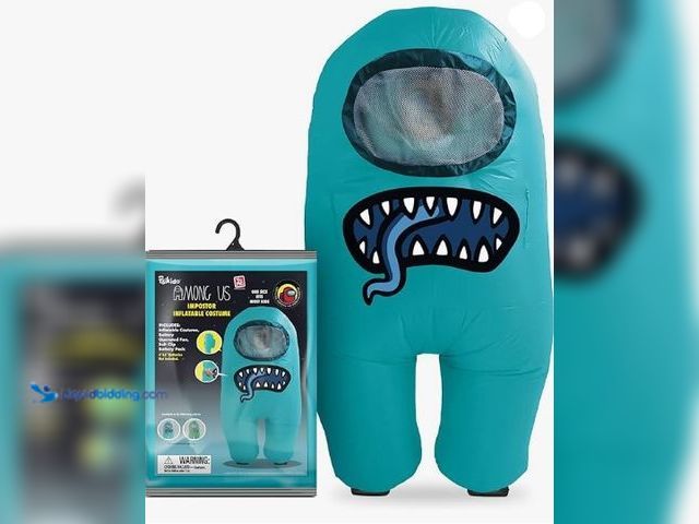 Lot 49-5433811 - TOIKIDO AMONG US IMPOSTER CREWMATE Inflatable Child Costume Turquoise Color-NEW!. Unused