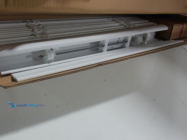 Lot 49-2024828 - Home Decorators Collection White Cordless Faux Wood Blinds for Windows with 2 in. Slats - 24.5 in. W...