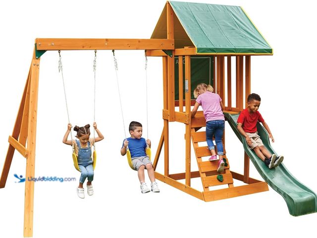 Lot 49-5408996 - KidKraft Appleton Wooden Swing Set. [ASIN: B075MMXC89] New