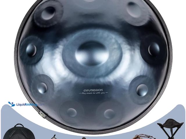 Lot 49-5554440 - Eavnbaek 22-Inch 10-Notes 440Hz D Minor Kurd Advanced Handpan Drum Blue | Steel Hand Pan Drum Instru...