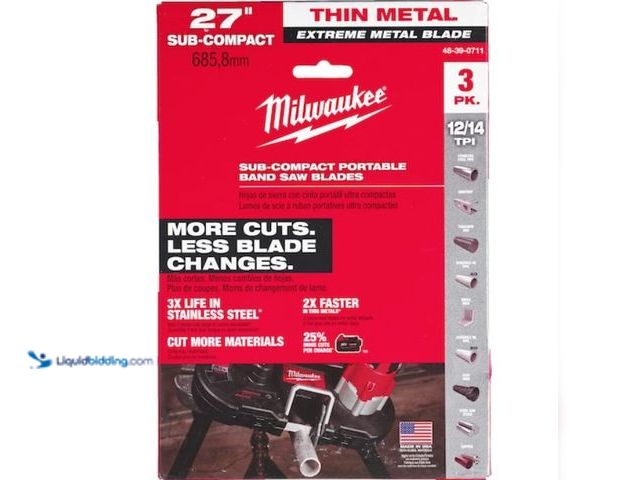Lot 49-3566163 - Milwaukee 12/14 TPI Sub Compact Extreme Metal Bandsaw Blades 3Pk. 13148390711. Unused.