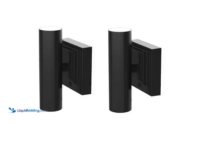 Lot 49-3616735 - Westek Set of (2) 5" Matte Black LED Dual Light Vanity Sconce Light with Remote - Unused , unable to...