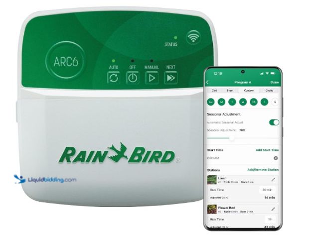 Lot 49-5542434 - Rain Bird ARC6 App-Based Indoor Smart WiFi Irrigation Sprinkler Timer/Controller, 6-Zone/Station, EP...