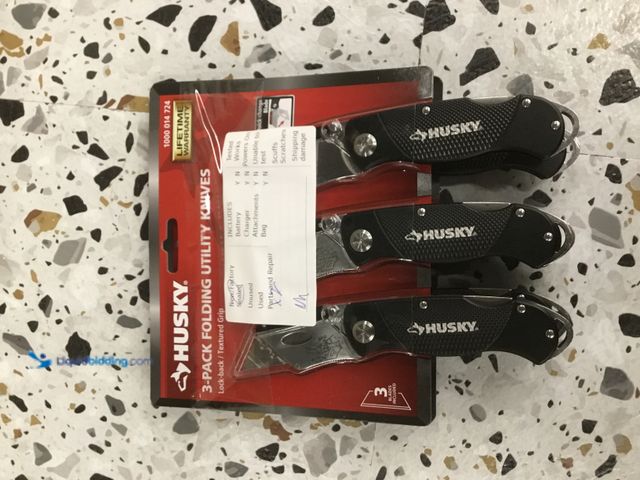 Lot 49-5408180 - Lot of 2. Husky Folding Lock-Back Utility Knife (3-Pack)[Model # 99732] Unused