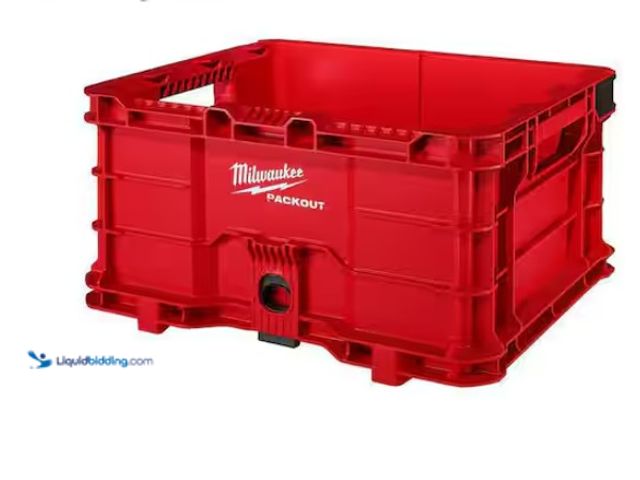 Lot 49-1547684 - Milwaukee PACKOUT 18.6 in. Tool Storage Crate Bin with Carrying Handles and 50 lbs. Weight Capacity,...