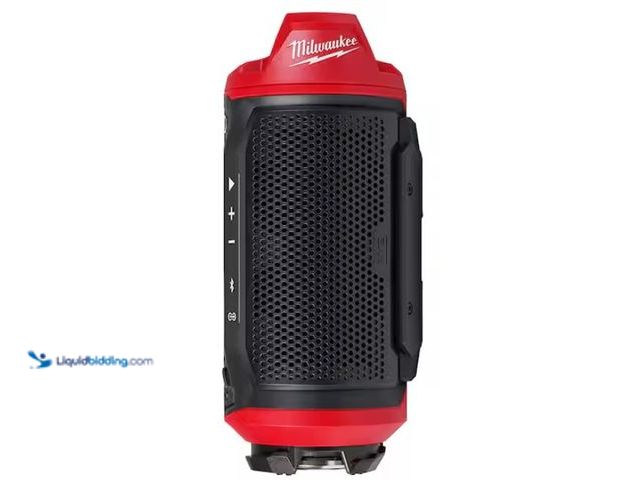 Lot 49-3471659 - Milwaukee M12 12-Volt Lithium-Ion Cordless Bluetooth Jobsite Speaker with PACKOUT Compatibility, Mod...