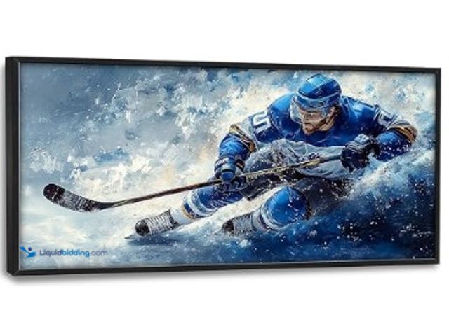 Lot 49-3631190 - Large Ice Hockey Framed Wall Art Hockey Sports Canvas Wall Decor Pictures Print Painting Artwork Mod...