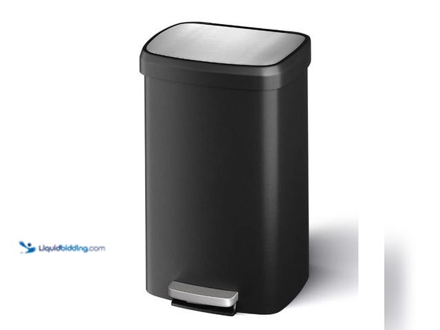 Lot 49-5556017 - GarveeHome 13 Gallon Black Plastic Kitchen Trash Can – Durable Step-On Pedal, Rustproof, Soft-Close ...