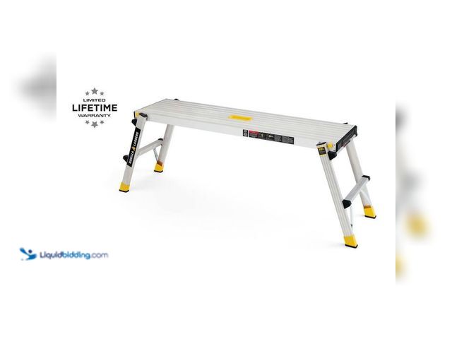 Lot 49-2024809 - Gorilla Ladders 4 ft. x 12 in. x 20 in. Aluminum Slim-Fold Work Platform, 300 lbs. Load Capacity. Mo...