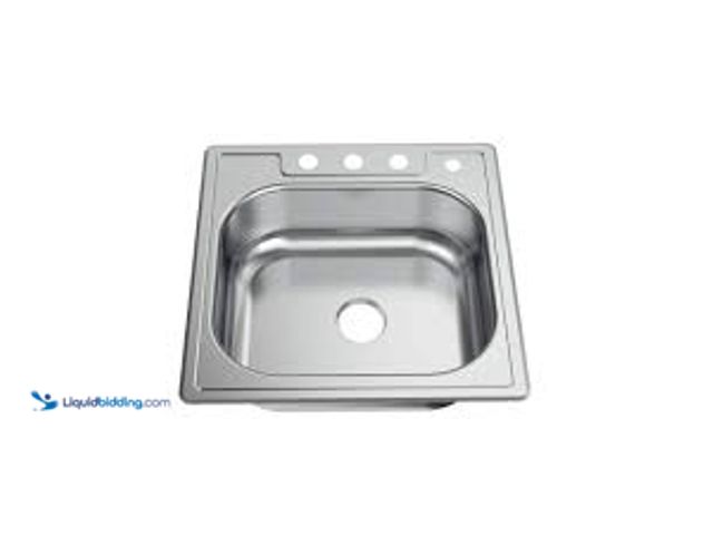 Lot 49-5475706 - Glacier Bay 25 in. Drop in Single Bowl 20-Gauge Stainless Steel Kitchen Sink. Model # HDSB252284. Un...