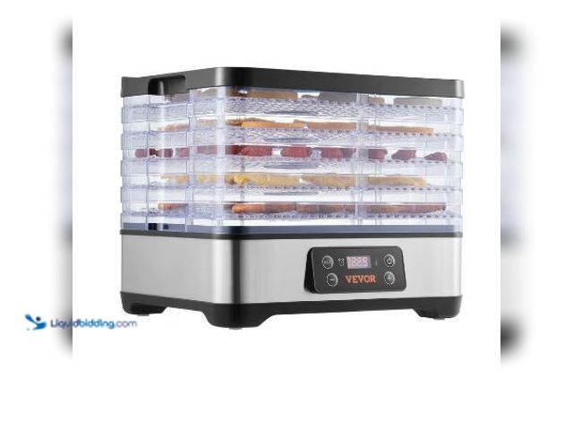 Lot 49-1558995 - VEVOR Food Dehydrator Machine, 5-Tray Fruit Dehydrator, 300W Electric Food Dryer w/ Digital Adjustab...