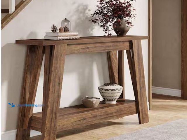Lot 49-1572033 - BYBLIGHT Turrella 41.3 in. Rustic Brown Rectangle Wood Console Table, Small Entryway Table Model # B...