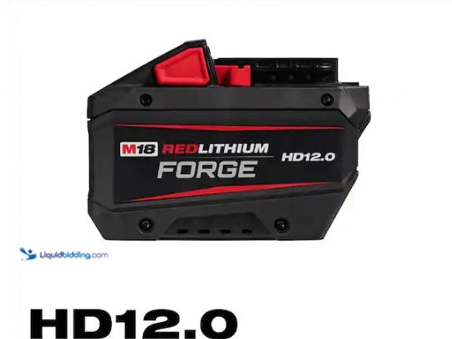 Lot 49-3462968 - Milwaukee M18 18V Lithium-Ion REDLITHIUM FORGE HD 12.0 Ah Battery Pack Model # 48-11-1813, New  Ref#...