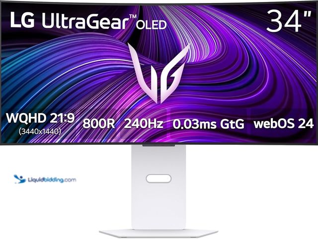 Lot 49-5410061 - LG 34GX90SA-W 34-inch Ultragear WQHD (3440 x 1440) OLED Curved Gaming Monitor 240Hz, 1ms, NVIDIA G-S...