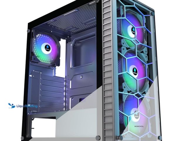Lot 49-1516825 - ATX PC Case 4 RGB Fans(Fix Color) Pre-Installed, USB 3.0 ATX Gaming PC Case, Tempered Glass Mid Towe...