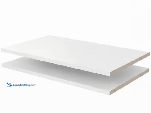 Lot 49-1631310 - Closet Evolution 24 in. x 14 in. Classic White Wood Shelves (2-Pack), Model # WH4, Unused.  Ref#BIN0...