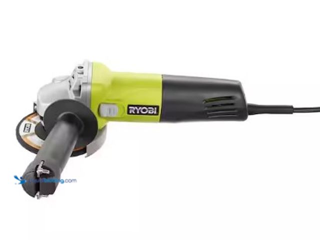 Lot 49-3615717 - RYOBI 5.5-Amp Corded 4-1/2" Angle Grinder, Model # AG4031G, Unused, Has attachments, Unable to test....