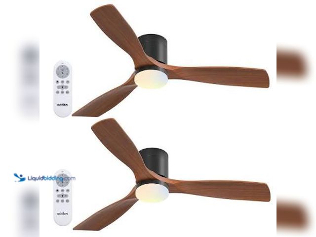 Lot 49-5545009 - addlon 2 Pack 52 inch Ceiling Fans with Lights, Black Low Profile Ceiling Fan with Light and Remote ...