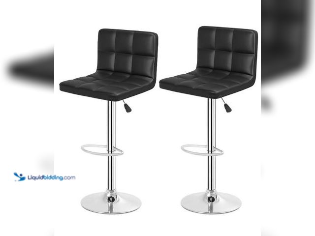 Lot 49-1569688 - BestOffice Bar Stools Set of 2, Adjustable PU Leather Swivel Barstools, Modern Counter Stools with B...