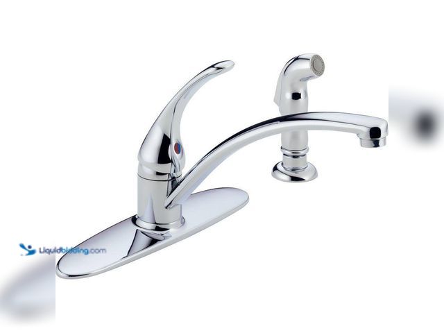 Lot 49-5484802 - Delta
Foundations Single-Handle Standard Kitchen Faucet with Side Sprayer in Chrome New