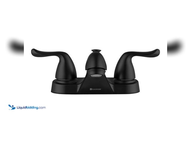 Lot 49-5406119 - Glacier bay Constructor 4 in. Center set Double-Handle Low-Arc Bathroom Faucet in Matte Black, Model...
