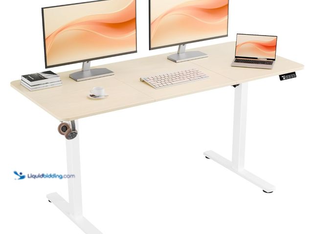 Lot 49-3471543 - ERGOMAKER Electric Standing Desk, 55" x 23.6" Height Adjustable Sit Stand Desk with Splice Board for...