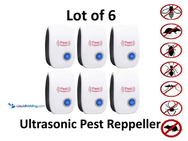 Lot 49-5388849 - Lot of 6 Ultasonic Pest Repeller - NEW - White with Blue Light - Keep your house bug and pest free w...