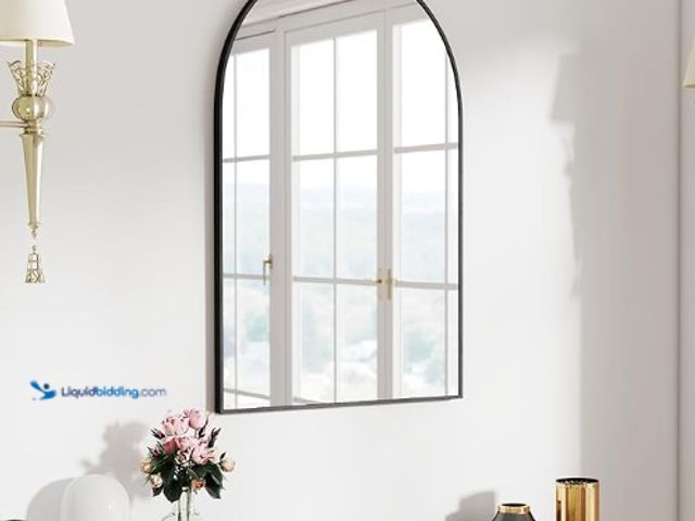 Lot 49-1555724 - 36x24 Arch Mirror Rectangle Full Length Wall Mounted Hanging or Against Wall Metal Aluminum Alloy Fr...