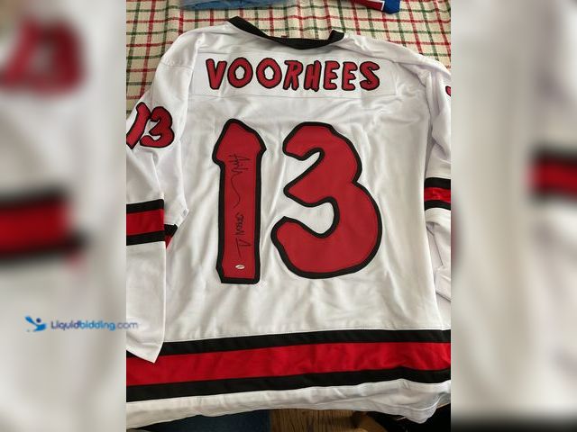 Lot 49-1505906 - COLLECTIBLE VERY NICE JASON VOORHEES HORROR MOVIE HOCKEY JERSEY SIGNED BY THE ORIGINAL ARI LEHMAN!! ...