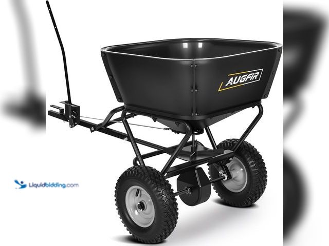 Lot 49-5546081 - AugFir Tow Behind Broadcast Spreader, 130 LBS Capacity Lawn Fertilizer Spreader for Riding Mower, AT...