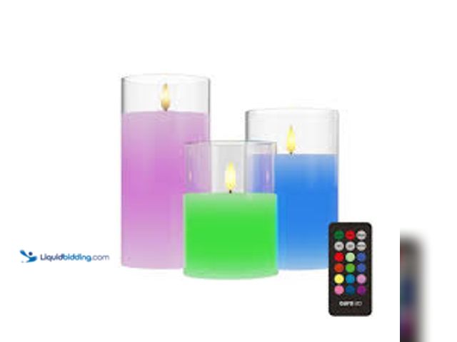 Lot 49-5489332 - QTY 2 - Tzumi Aura LED Color Candle Flameless LED Candle Light (3-Pack). Model # 8848HD. New
