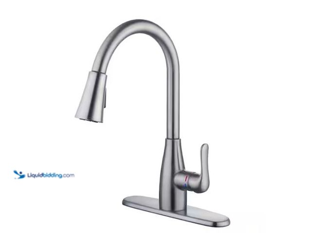 Lot 49-1567628 - Glacier Bay McKenna Single-Handle Pull Down Sprayer Kitchen Faucet in Stainless Steel with TurboSpra...