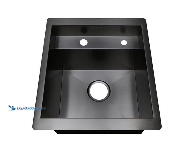 Lot 49-5447949 - Glacier Bay Zero Radius 17 in. Undermount 18G Gunmetal Black Stainless Steel Single Bowl Workstation...