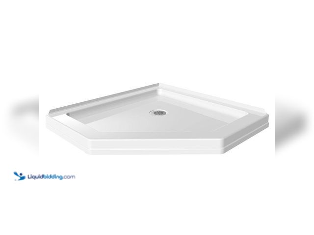 Lot 49-5484500 - Delta
38 in. x 38 in. Neo-Angle Corner Shower Pan Base with Corner Drain in White (cracked corner) ...