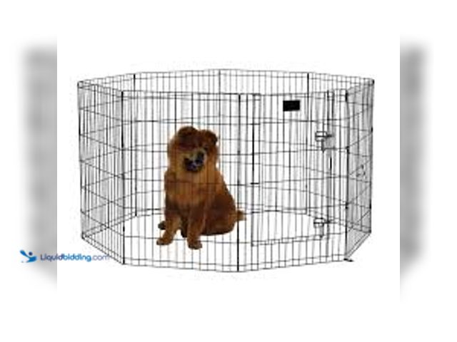 Lot 49-5476429 - Midwest Black E-Coat Pet Exercise Pen with Walk-Thru Door 8 Panels Black 24" x 24". Model #027773010...
