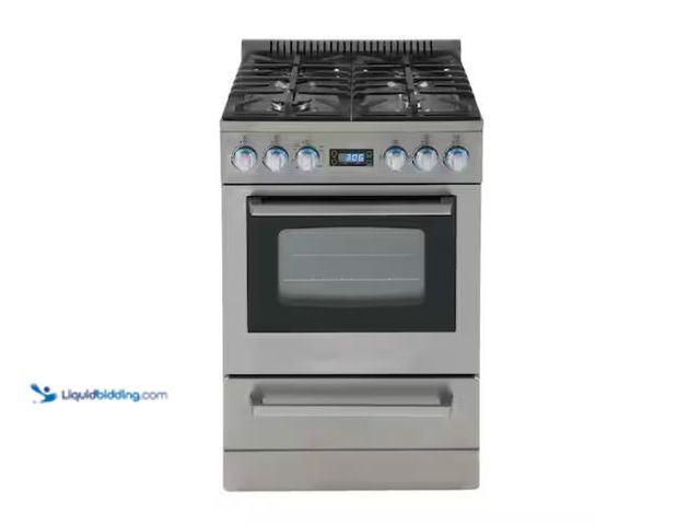 Lot 49-1550529 - Avanti ELITE Series 24 in. 4-Burners Freestanding Gas Range Single Oven Stainless Steel, Model # DGR...