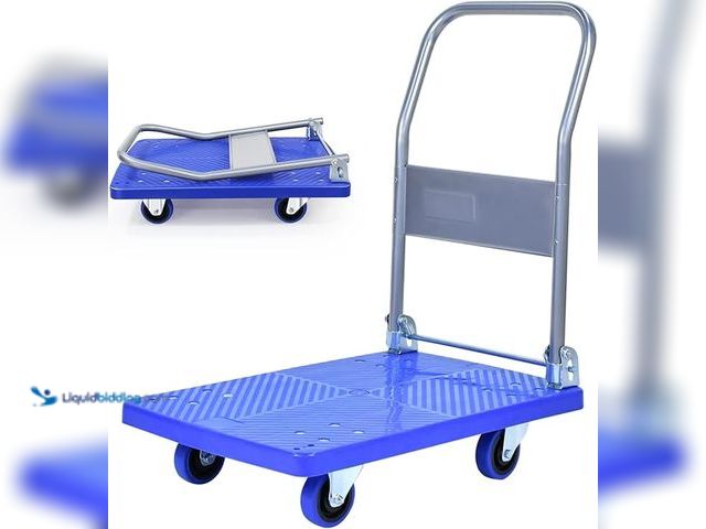 Lot 49-1518450 - TAGEPOR Folding Platform Truck Push Cart Pull Heavy Duty Flatbed Cart （28.54in*19.09in） Load 440lbs ...