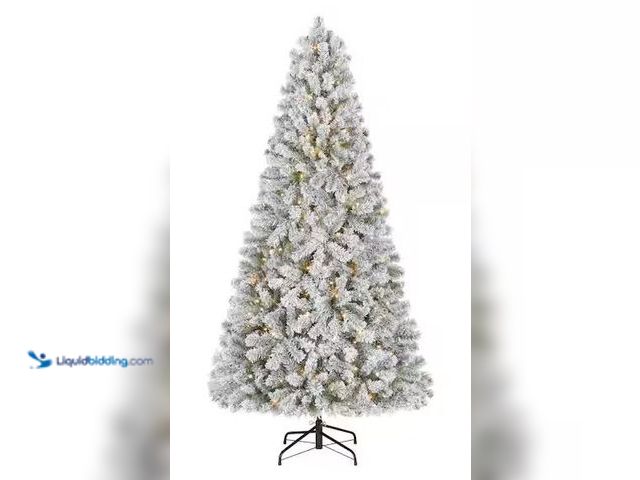 Lot 49-1548109 - Home Accents Holiday 6.5 ft. Festive Mixed Pine Flocked LED Pre-Lit Artificial Christmas Tree Model ...