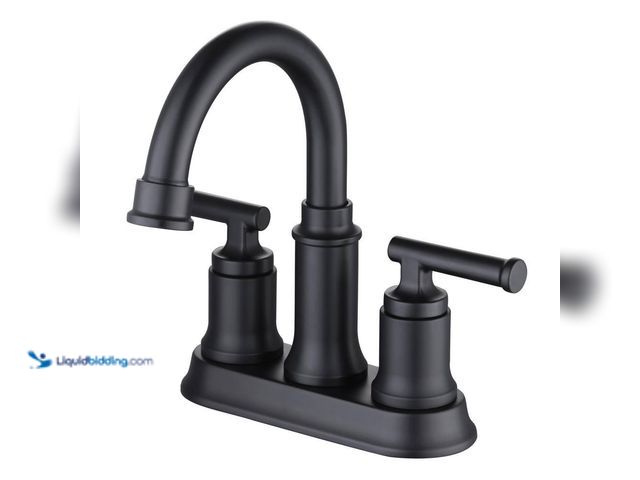 Lot 49-5408563 - Glacier Bay Oswell 4 in. Centerset 2-Handle High-Arc Bathroom Faucet in Matte Black. [Model # HD6708...