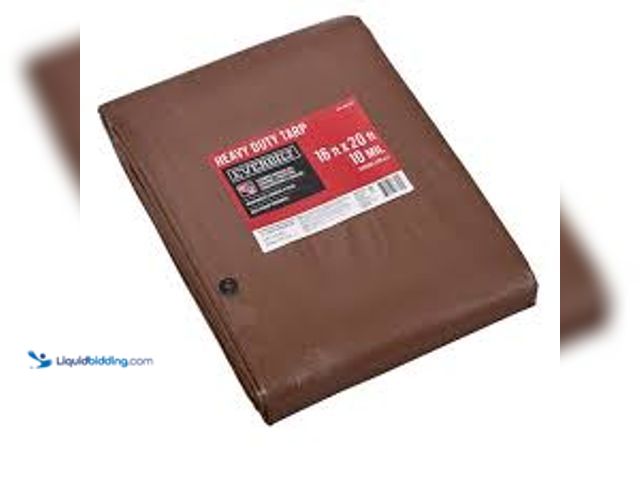 Lot 49-5438171 - Everbilt 16 ft. x 20 ft. Brown and Silver Heavy Duty Tarp. Model # PYHD1620. Unused