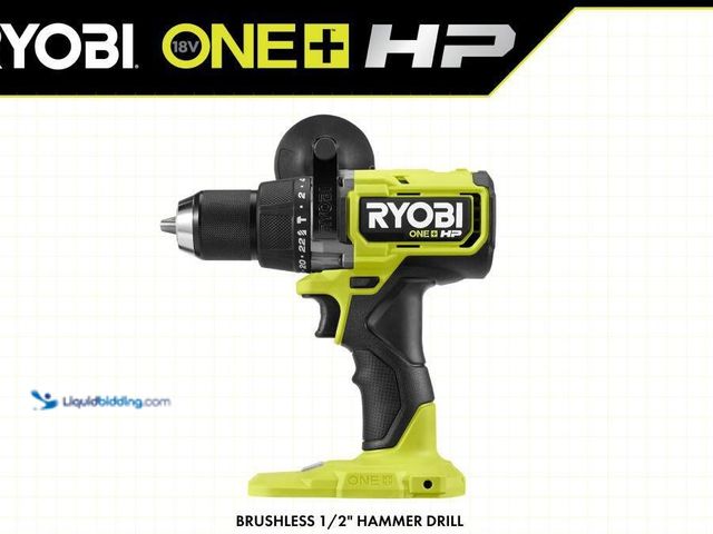 Lot 49-3517410 - RYOBI ONE+ HP 18V Brushless Cordless 1/2 in. Hammer Drill Kit 4.0