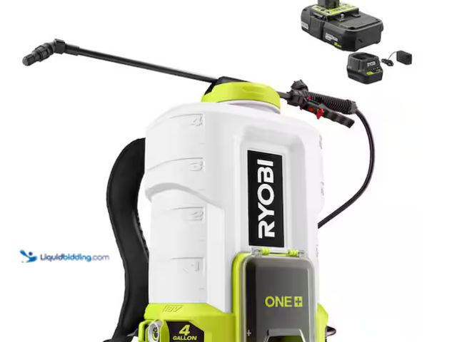 Lot 49-1629130 - RYOBI ONE+ 18V Cordless Battery 4 Gallon Backpack Chemical Sprayer with 2.0 Ah Battery and Charger, ...
