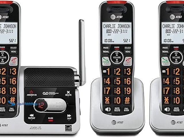 Lot 49-3528725 - AT&T BL102-3 DECT 6.0 3-Handset Cordless Phone for Home with Answering Machine, Call Blocking, Calle...