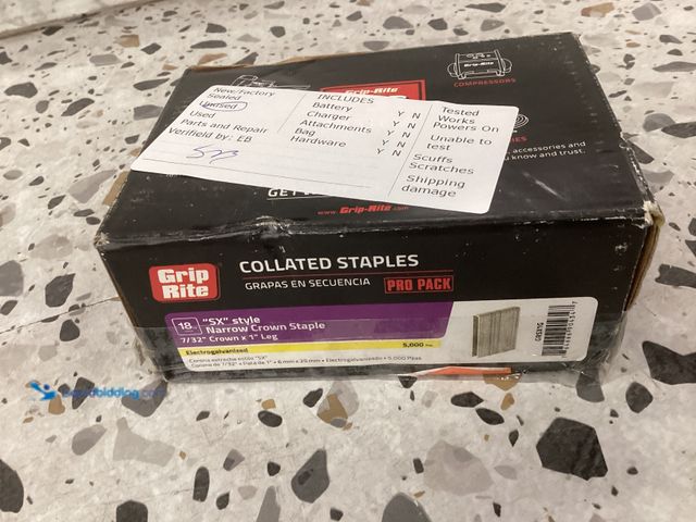 Lot 49-5452280 - Grip-Rite
7/32 in. x 1 in. 18-Gauge Adhesive Collated Electrogalvanized SX-Style Narrow Crown Finis...