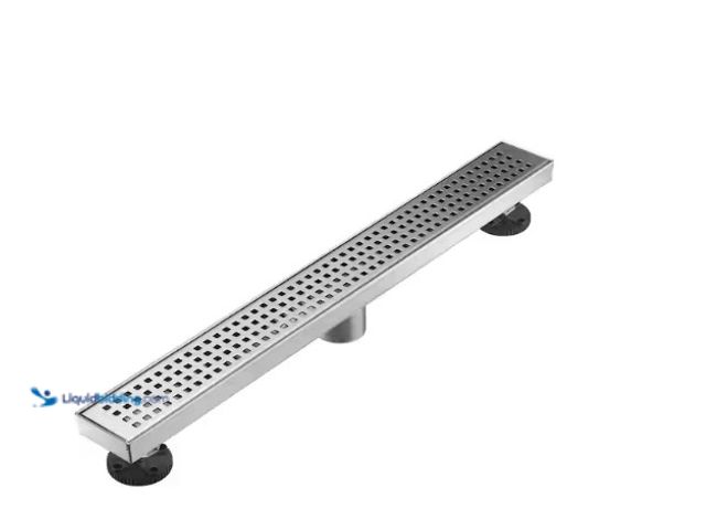 Lot 49-1566634 - BWE 24 in. Linear Shower Drain with Removable Quadrato Pattern Grate, 304 Stainless Shower Drain in ...