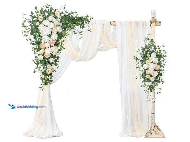 Lot 49-1571270 - Ting's time Wedding Arch Flowers Kit (Set of 5)-2 Pcs Hanging Flower Arrangement 3 Pcs Chiffon Drape...