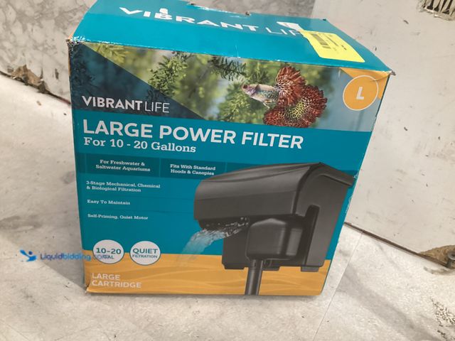 Lot 49-5542758 - Vibrant Life Large Power Filter with Cartridge for 10- to 20-Gallon Fish Aquariums Unused