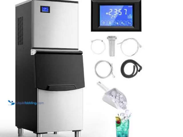 Lot 49-5510411 - SIMZLIFE
26.8 in. 550 lb. / 24H Commercial Freestanding Full Size Cubes Ice Maker in Silver Stainle...